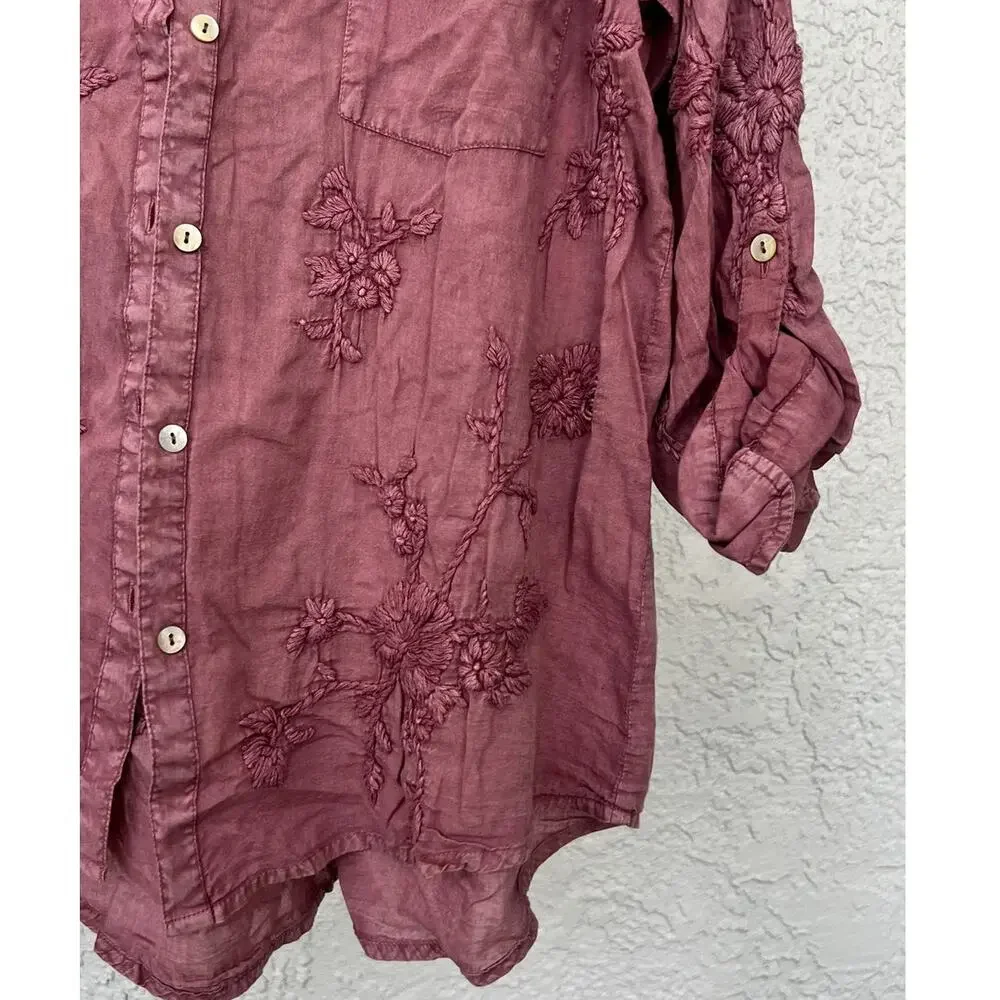 NWT Anthropology by Kyla Seo Jo Buttons Up Cotton Embroidered Shirt Size Small - Picture 6 of 12